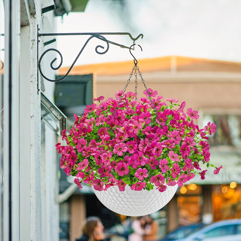  Artificial Hanging Flowers for Outdoors Fake Hanging Plants UV Resistant Spring Faux Flowers for Garden Patio Balcony Front Porch Decor red