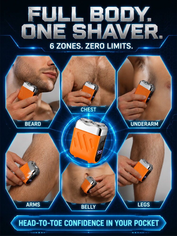 【German precision engineering, a best-selling shaver in Europe and America!】The new generation dual-head pocket shaver，Instant shaving, haircutting, and hair removal in just 1 second! Suitable for the whole family!
