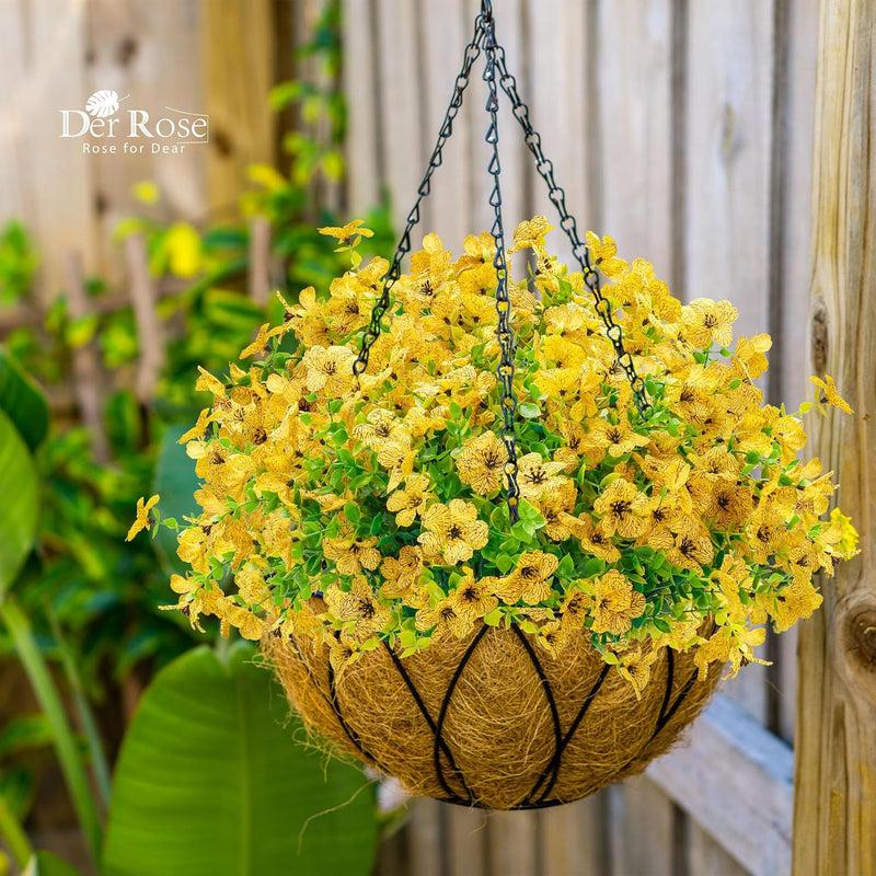  12 Bundles Artificial Flowers for Outdoors Fake Flowers Plants Spring Summer Decoration UV Resistant for Outside Home Porch Patio Garden Decor yellow