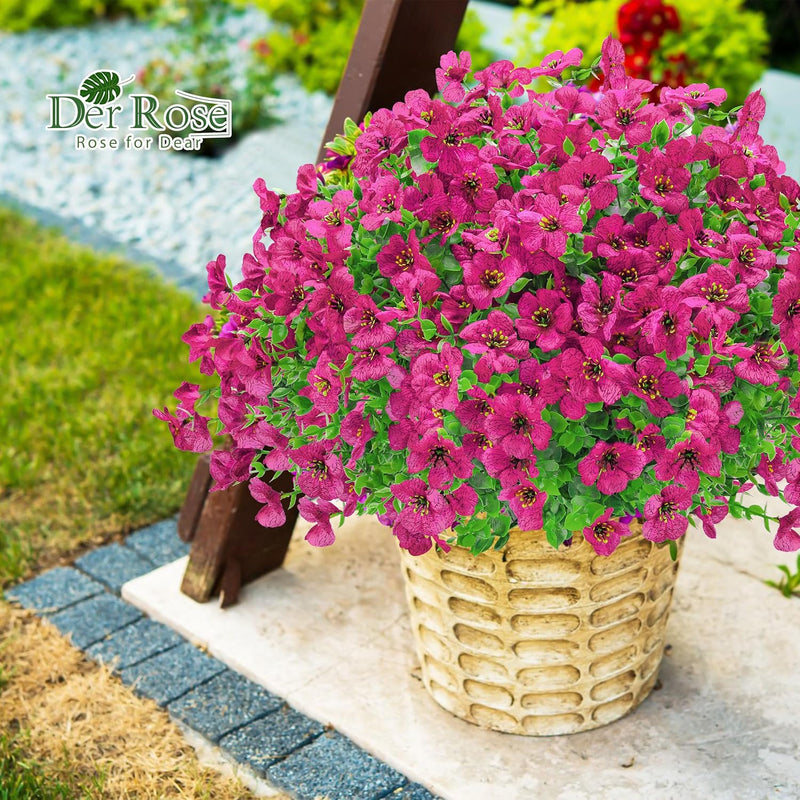  12 Bundles Artificial Flowers for Outdoors Fake Flowers Plants Spring Summer Decoration UV Resistant for Outside Home Porch Patio Garden Decor