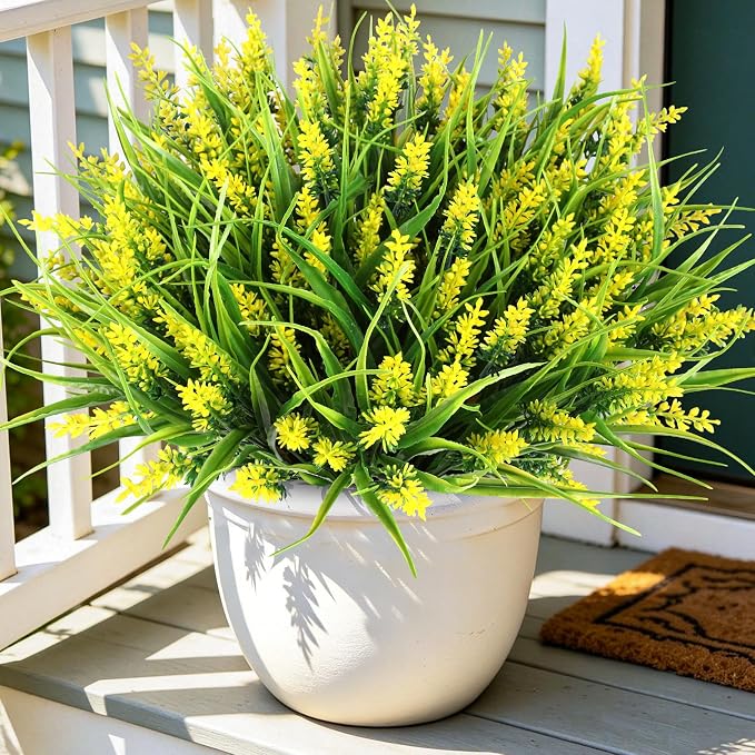 Faux Outdoor Plants, UV Resistant Fake Monkey Grass, Realistic Artificial Greenery Shrubs for Outdoor Patio Garden Yard Porch Farmhouse Decor