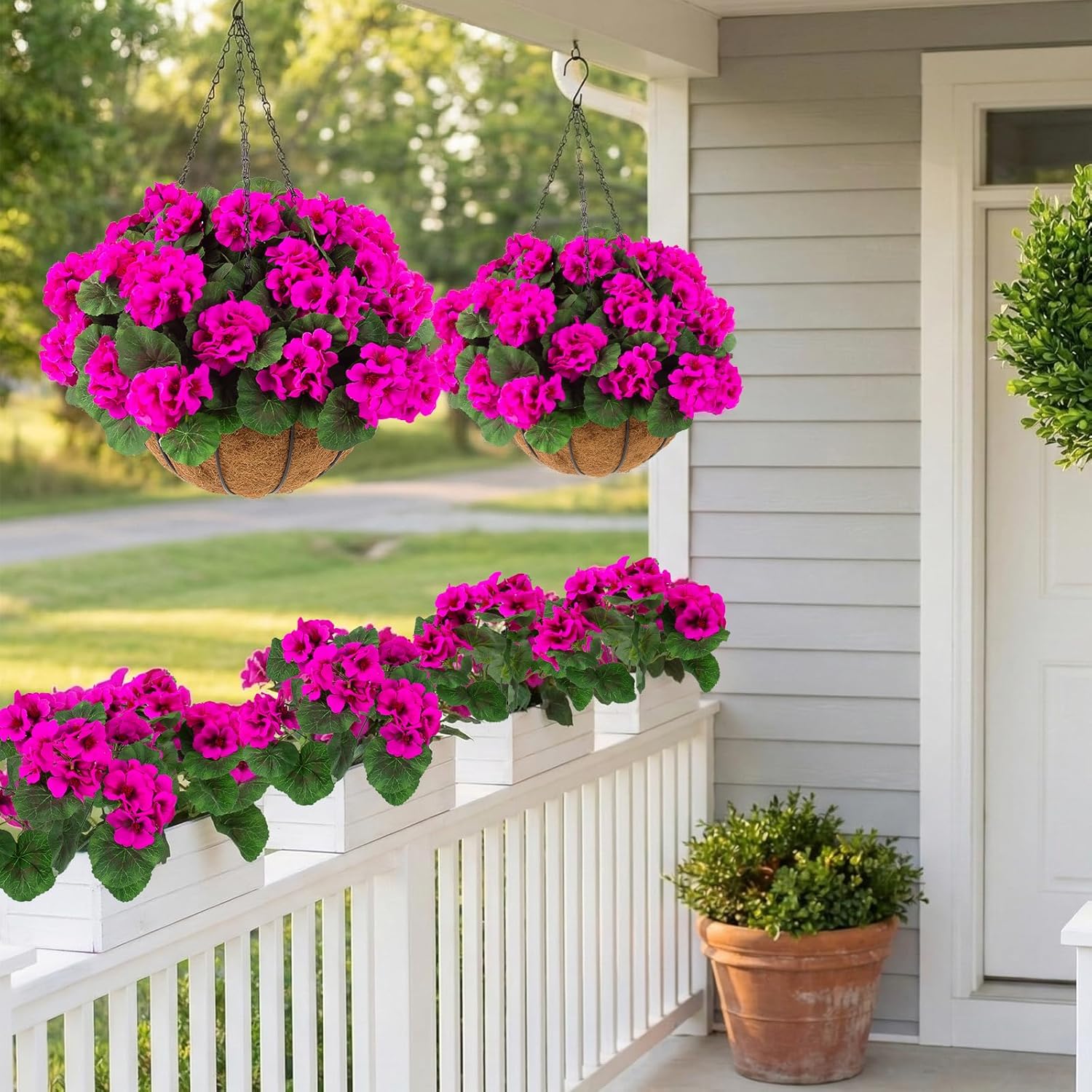 🎁Last Day 60% OFF🌸 Lush, UV-resistant artificial geraniums – Realistic looking, maintenance-free! 🌞🏡💐