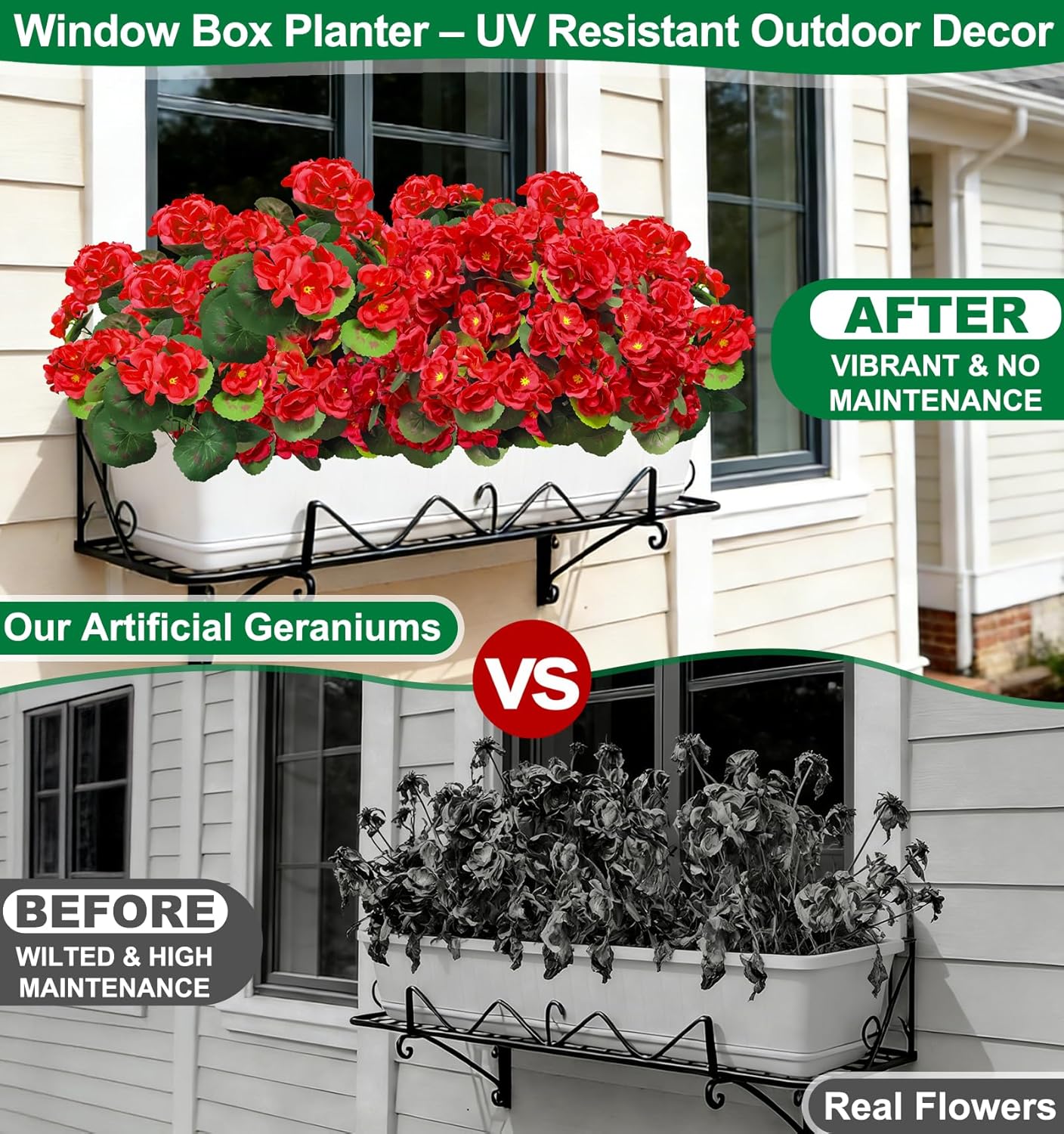 🎁Last Day 60% OFF🌸 Lush, UV-resistant artificial geraniums – Realistic looking, maintenance-free! 🌞🏡💐