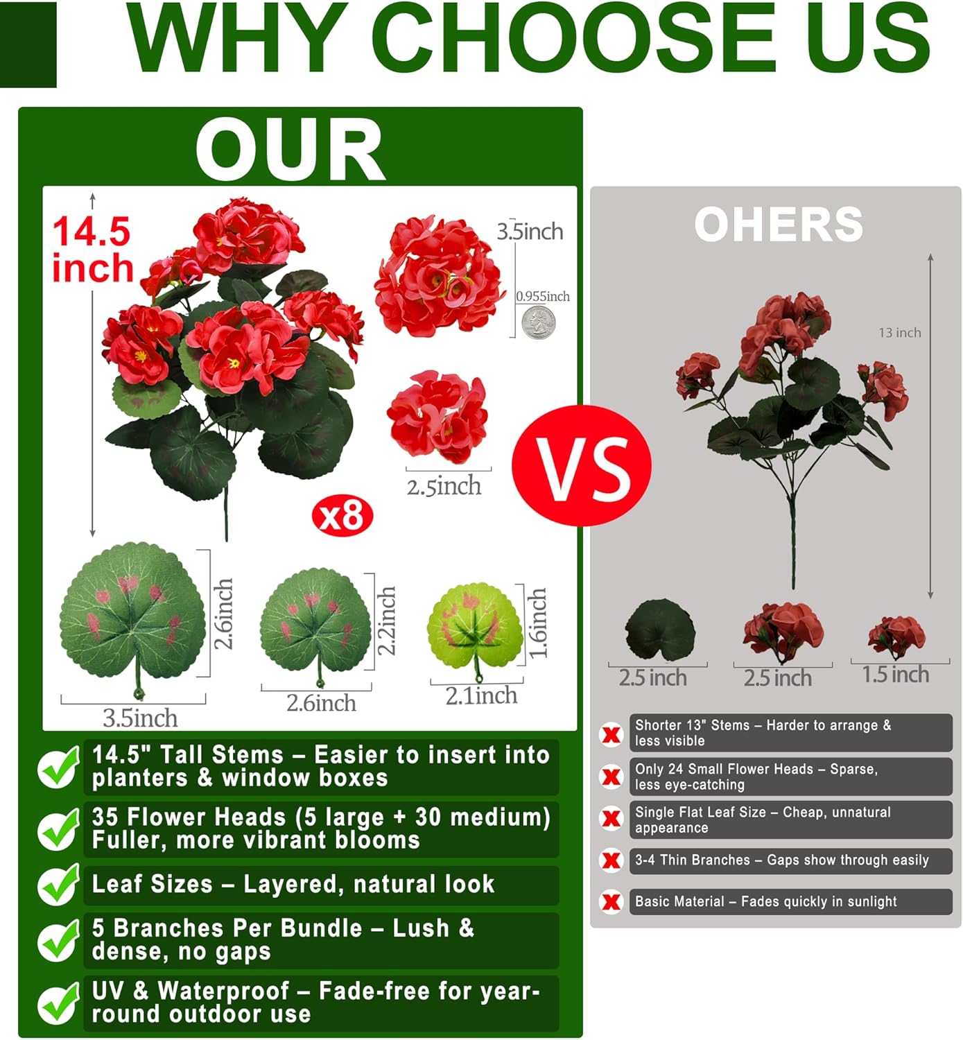 🎁Last Day 60% OFF🌸 Lush, UV-resistant artificial geraniums – Realistic looking, maintenance-free! 🌞🏡💐