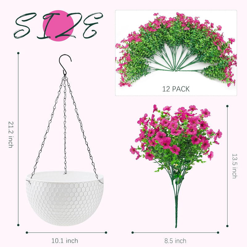  Artificial Hanging Flowers for Outdoors Fake Hanging Plants UV Resistant Spring Faux Flowers for Garden Patio Balcony Front Porch Decor red