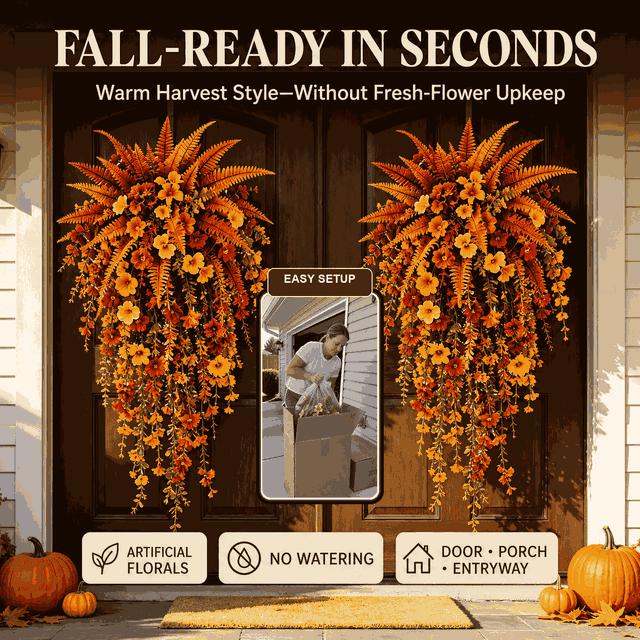 The Easiest Way To Create A Cozy Fall Porch 🍁🍂 Artificial Fall Harvest Hanging Basket