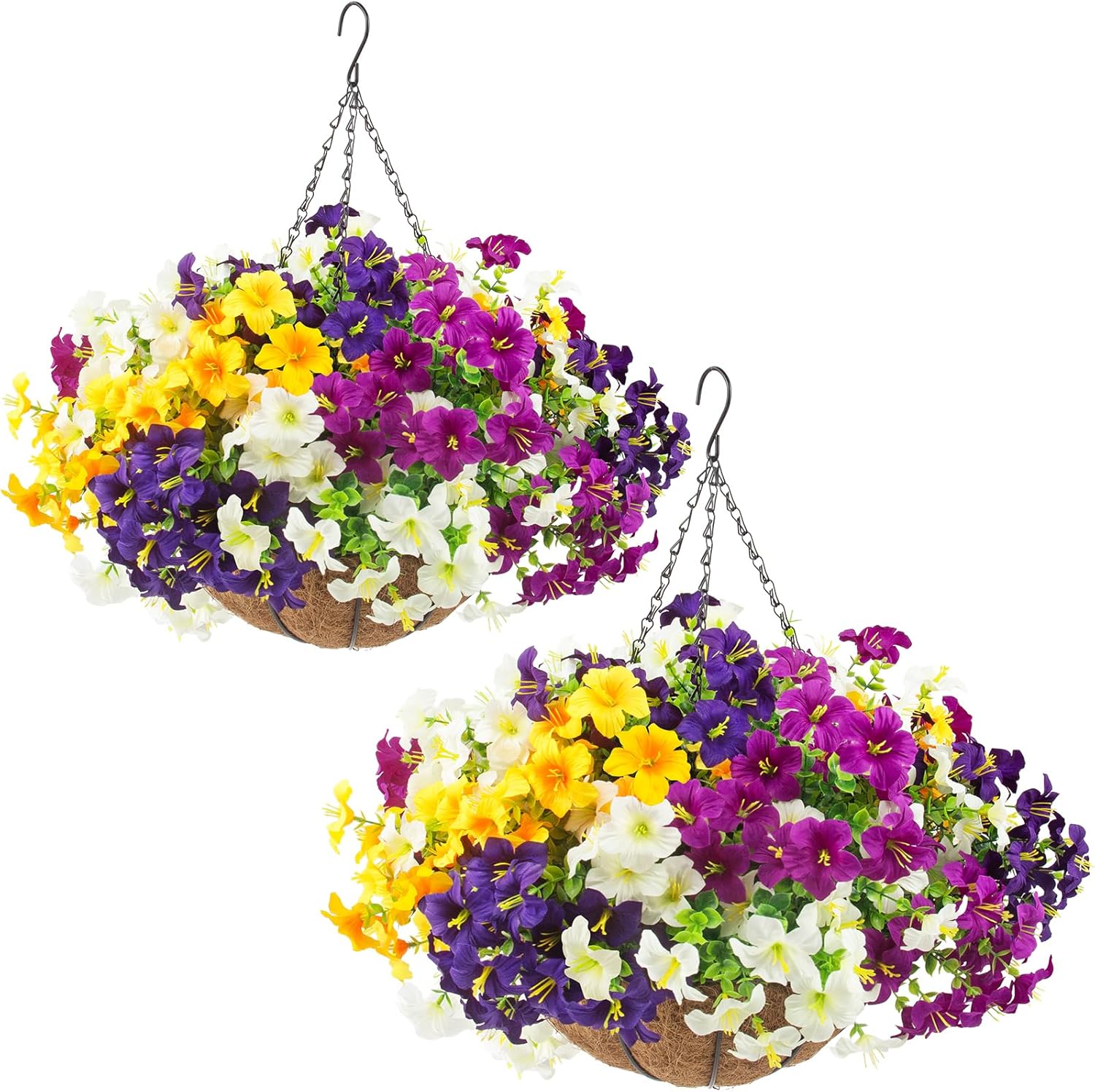🔥Last Day 60% OFF🔥Lifelike Artificial Outdoor Flowers with Hanging Basket,no watering no fading