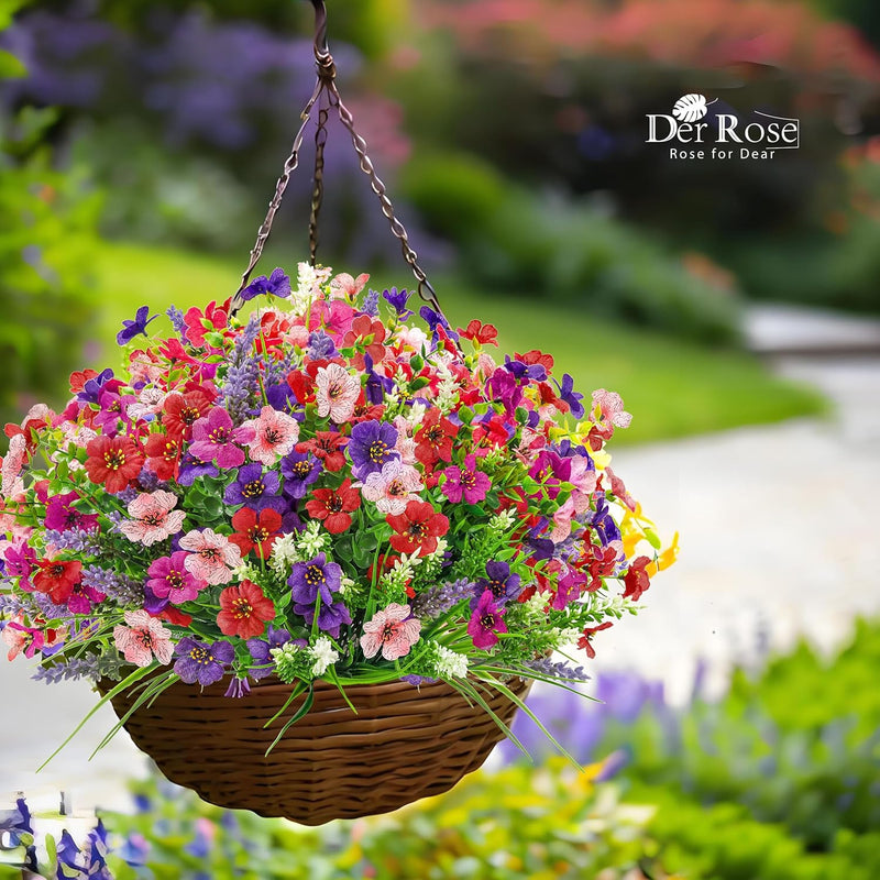  12 Bundles Artificial Flowers for Outdoor Fake Flowers Plants UV Resistant for Home Garden Porch Window Wedding Decor