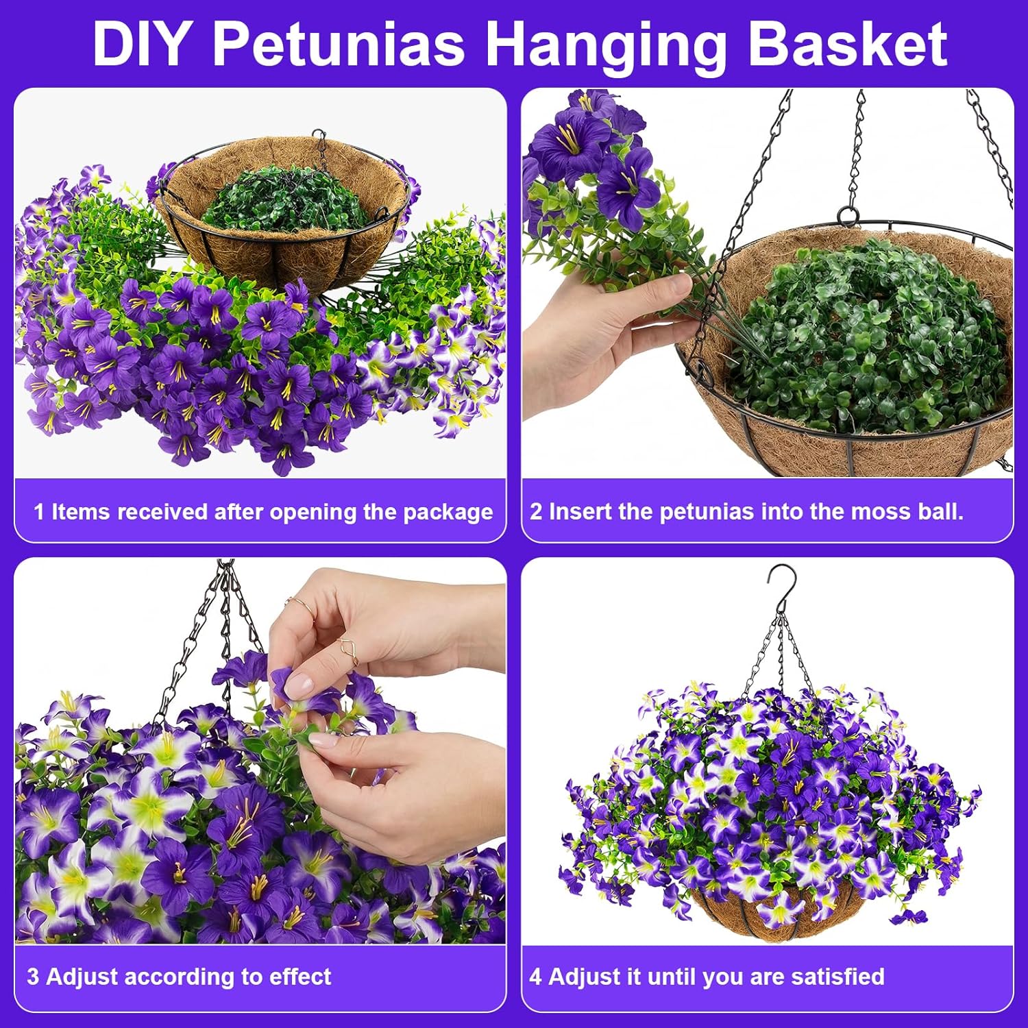 🔥Last Day 60% OFF🔥Lifelike Artificial Outdoor Flowers with Hanging Basket,no watering no fading