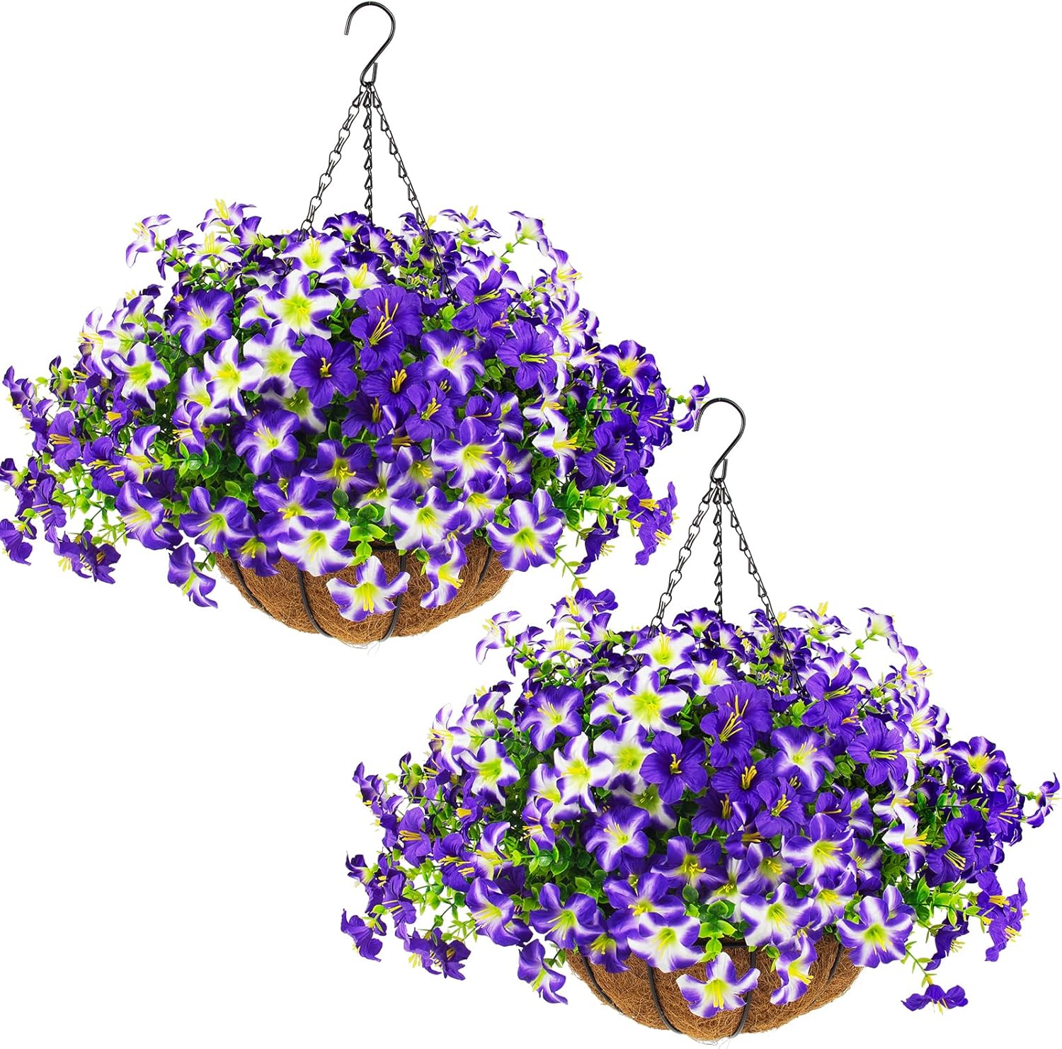 🔥Last Day 60% OFF🔥Lifelike Artificial Outdoor Flowers with Hanging Basket,no watering no fading
