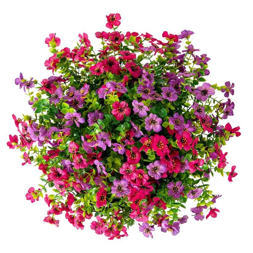 Artificial Daisy Mums with Hanging Basket- Purple Pink