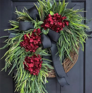 Handcrafted Hydranged Wreath - The Prefect All - Season Front Door Decor