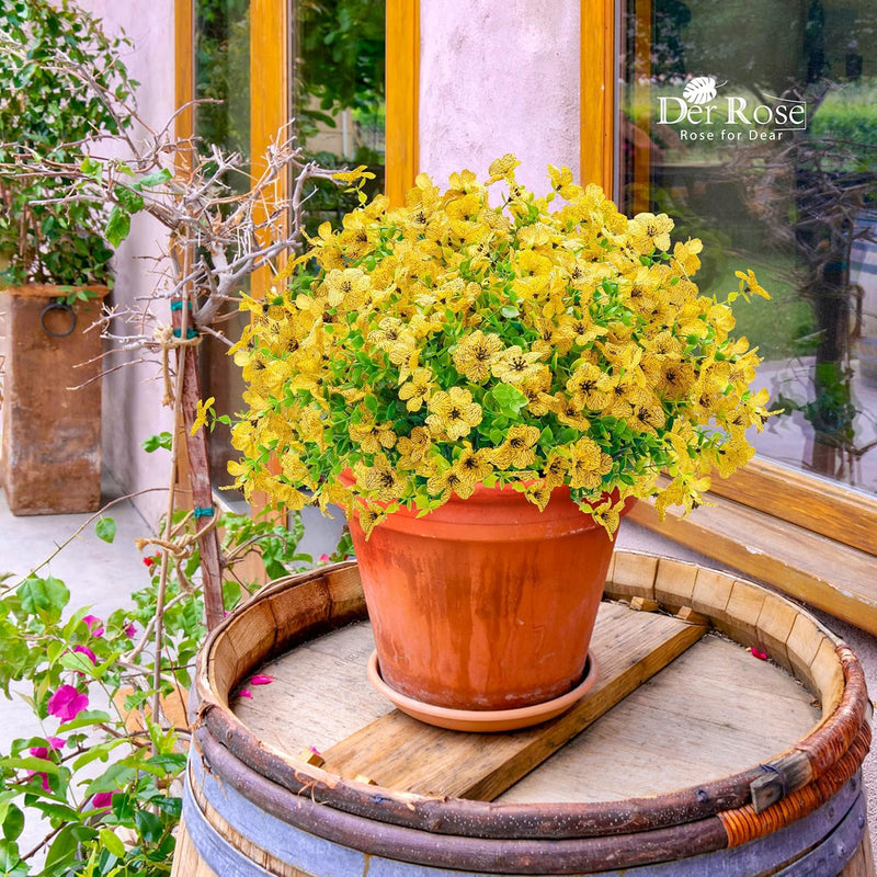  12 Bundles Artificial Flowers for Outdoors Fake Flowers Plants Spring Summer Decoration UV Resistant for Outside Home Porch Patio Garden Decor yellow