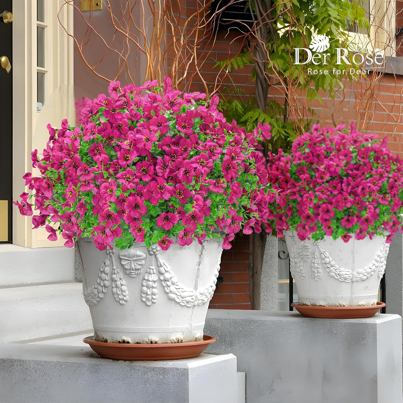  12 Bundles Artificial Flowers for Outdoors Fake Flowers Plants Spring Summer Decoration UV Resistant for Outside Home Porch Patio Garden Decor