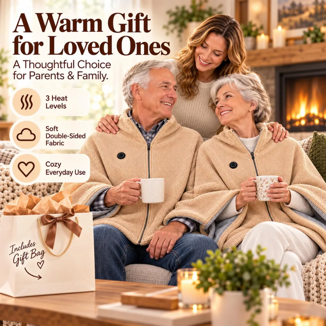 Portable Heated Shawl – Wearable Electric Heating Wrap