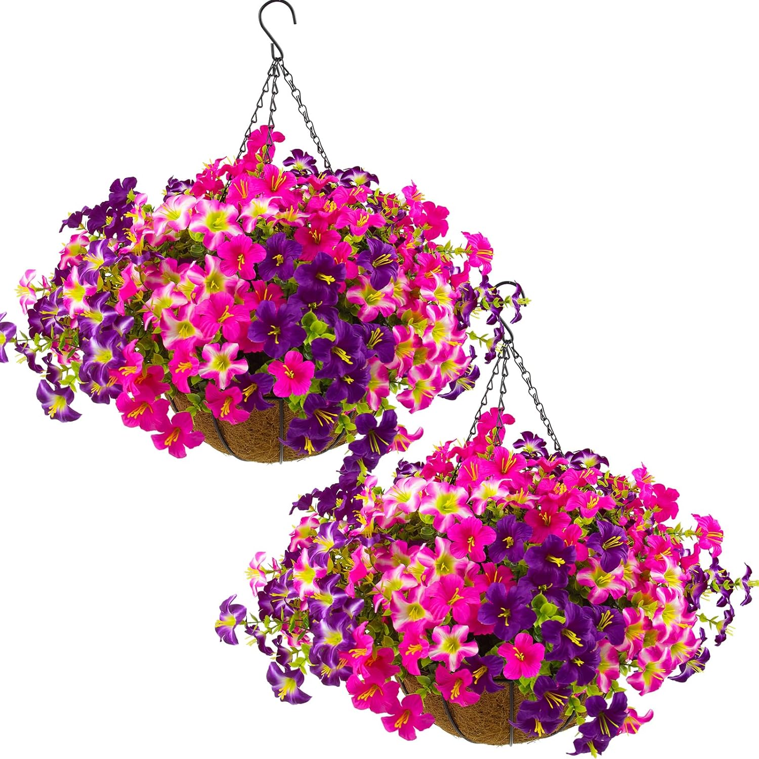 🔥Last Day 60% OFF🔥Lifelike Artificial Outdoor Flowers with Hanging Basket,no watering no fading
