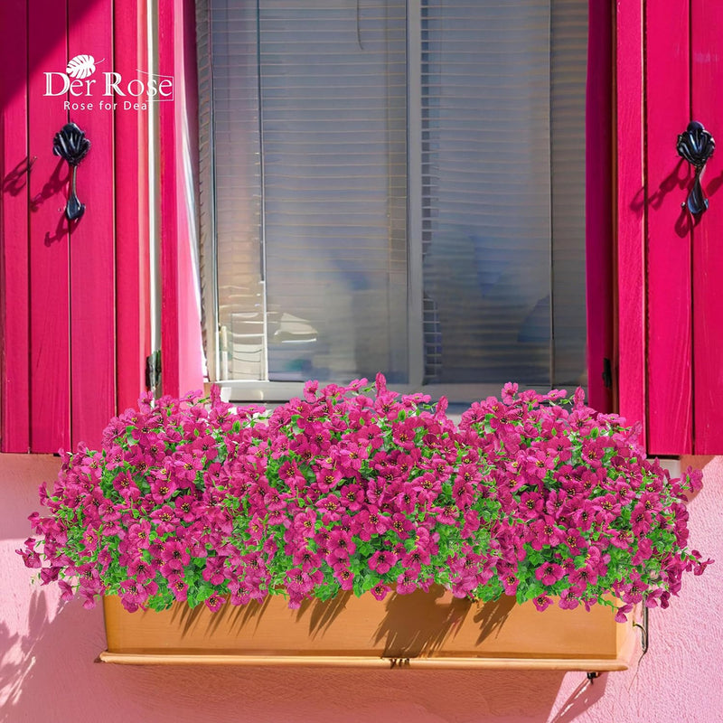  12 Bundles Artificial Flowers for Outdoors Fake Flowers Plants Spring Summer Decoration UV Resistant for Outside Home Porch Patio Garden Decor