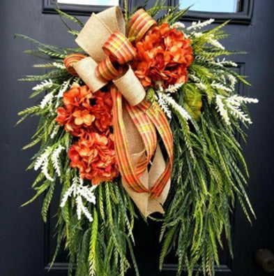 Handcrafted Hydranged Wreath - The Prefect All - Season Front Door Decor