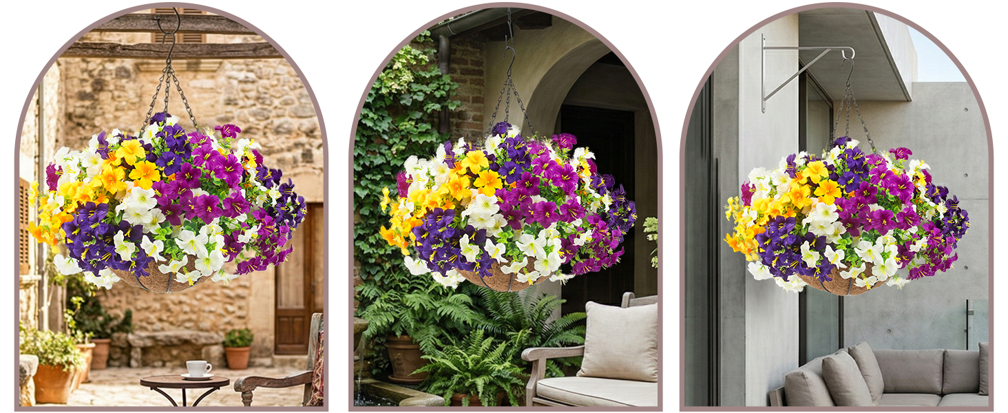 outdoor hanging flowers baskets