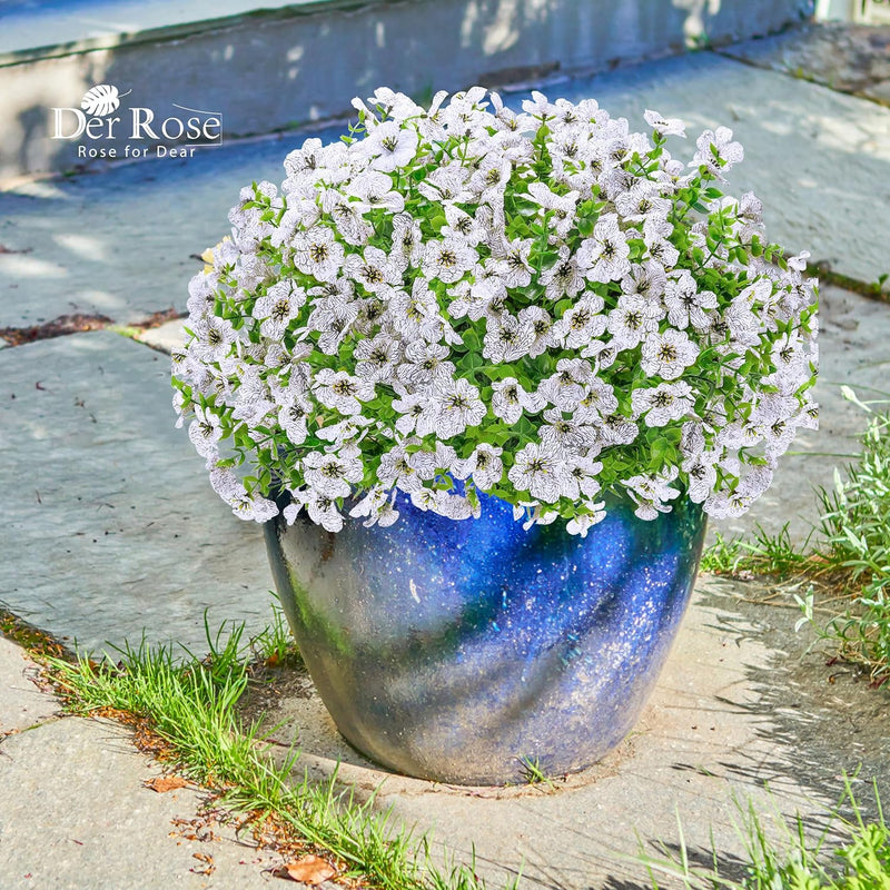  12 Bundles Artificial Flowers for Outdoors Fake Flowers Plants Spring Summer Decoration UV Resistant for Outside Home Porch Patio Garden Decor White