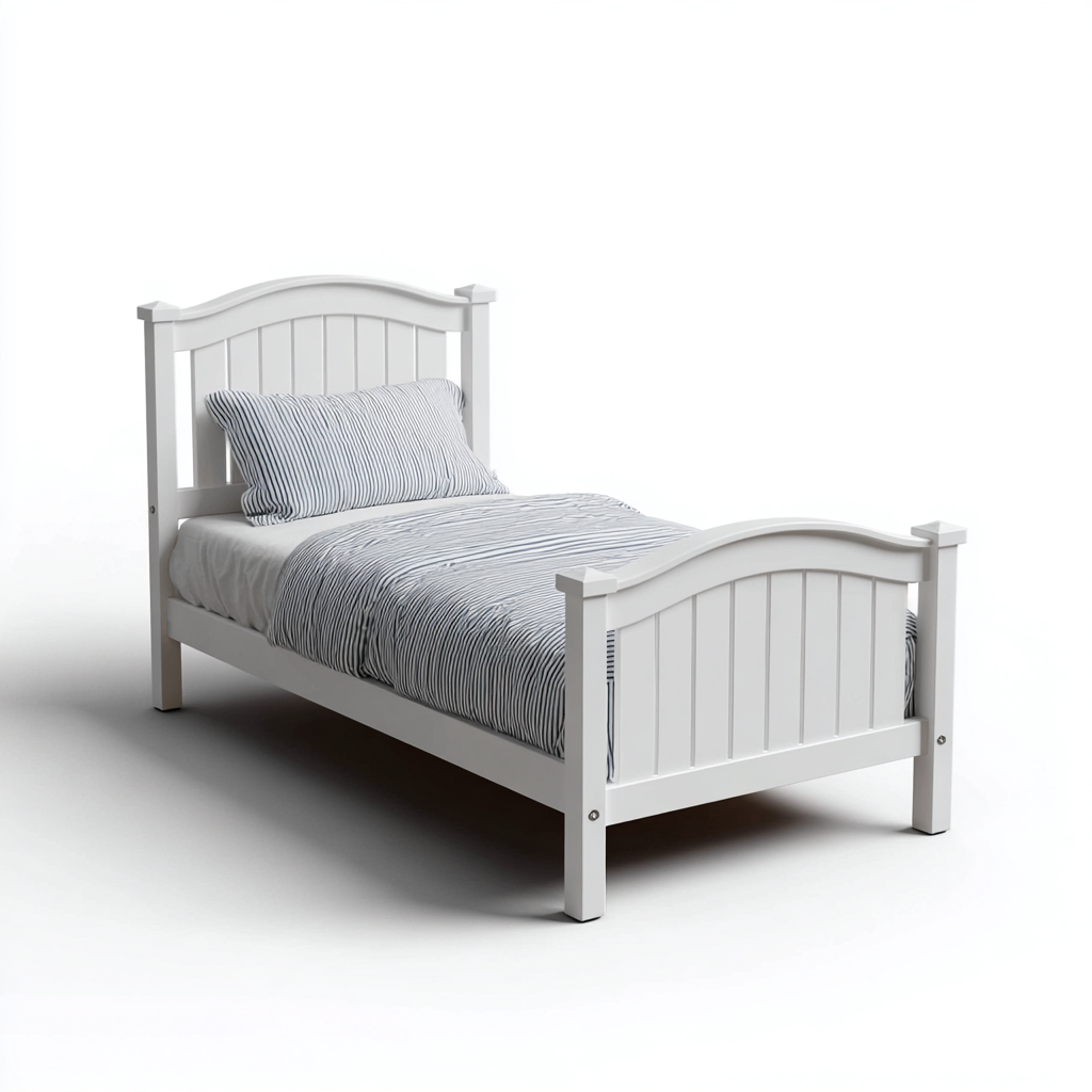 Lit simple en bois 190x90x90 cm - Blanc - Style classique avec structure robuste-Romoridecor