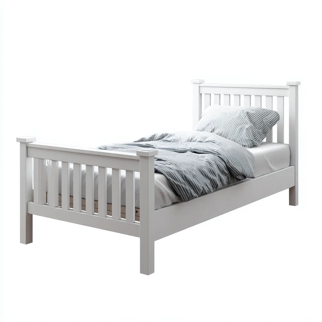 Lit simple structure bois 200x90x95 cm - blanc - style classique-Romoridecor