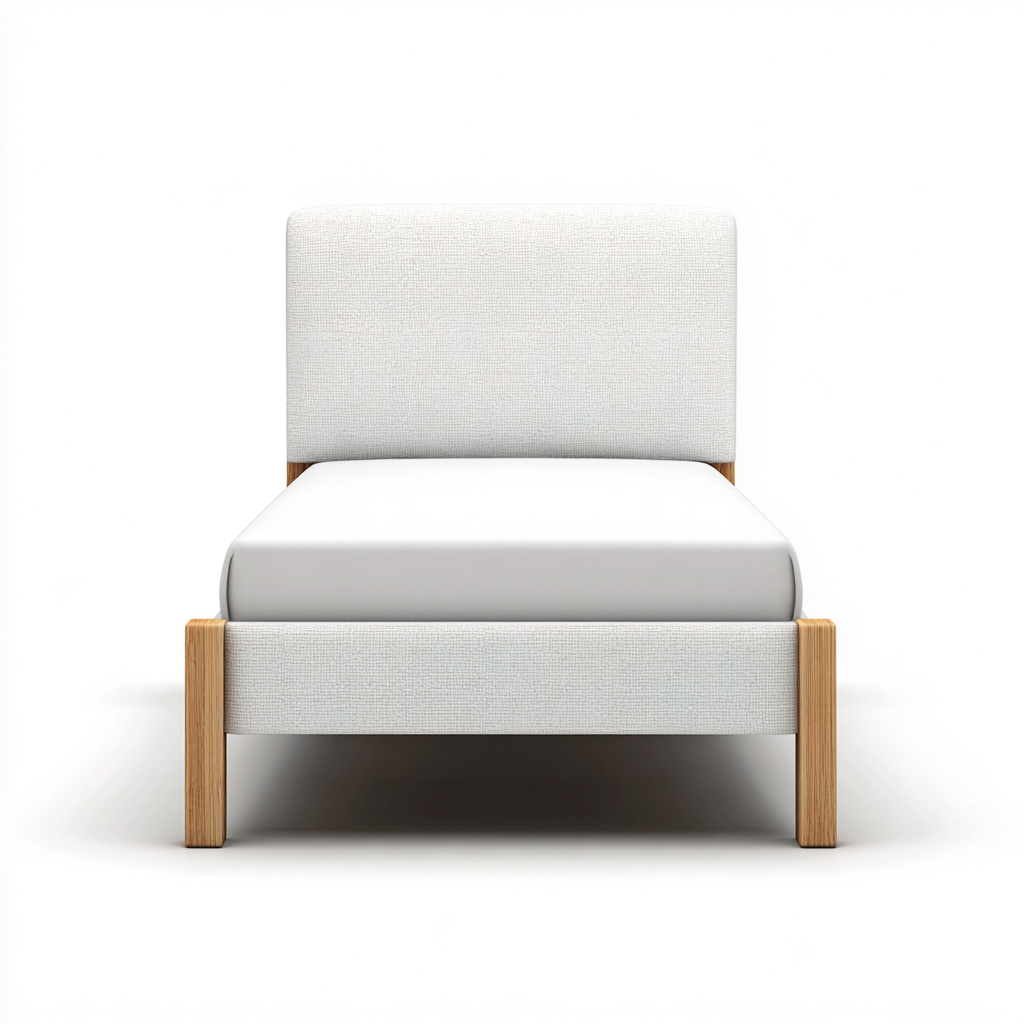 Lit simple en tissu avec structure en bois 200x90x95 cm - beige - design moderne pour chambre-Romoridecor