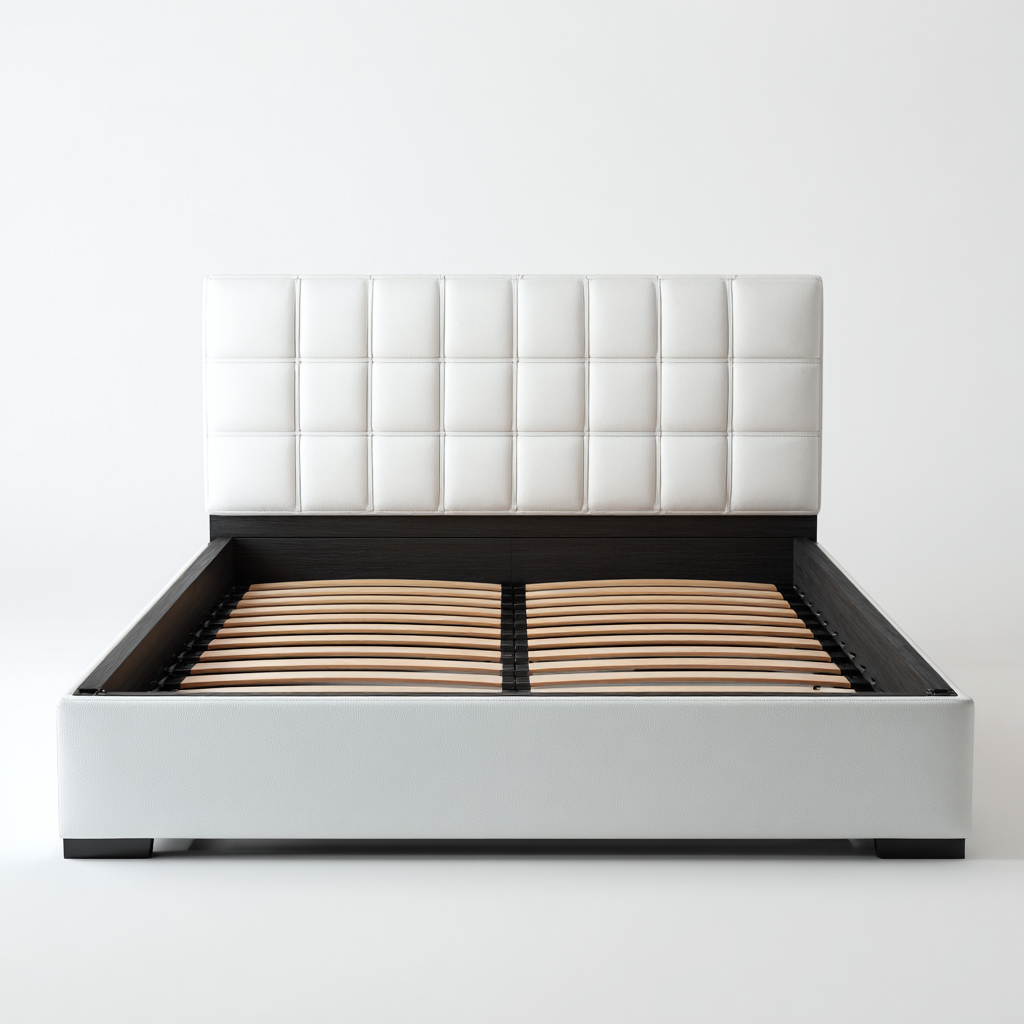 Lit double tissu 200x160x110 cm - blanc - pour chambre - design contemporain-Romoridecor