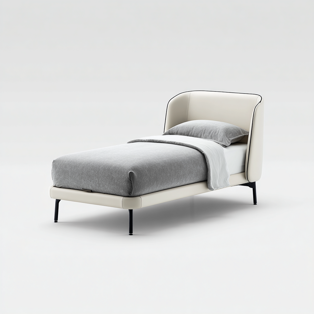 Lit simple 200x90x90 cm - revêtement synthétique - blanc - design moderne-Romoridecor