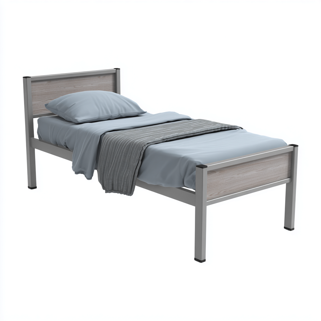 Lit simple en métal et bois 190x90x85 cm - Gris - Design contemporain avec structure épurée-Romoridecor