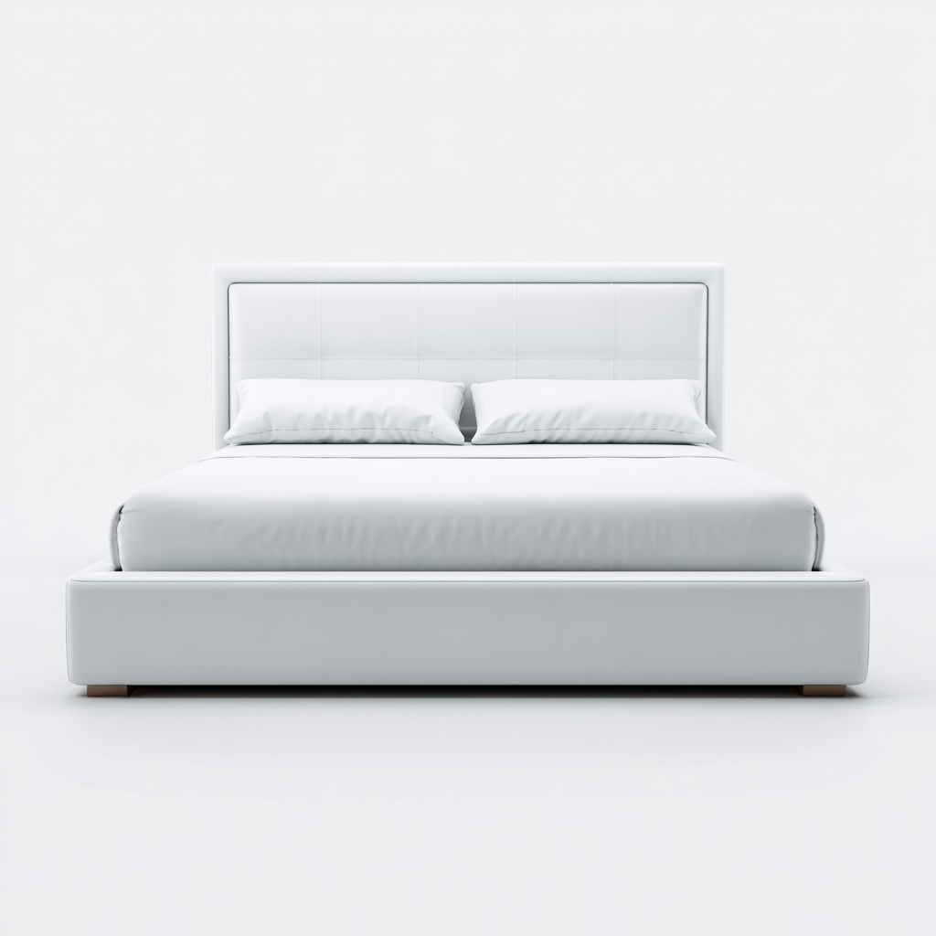 Lit double tissu 200x160x100 cm - blanc - pour chambre - design moderne-Romoridecor