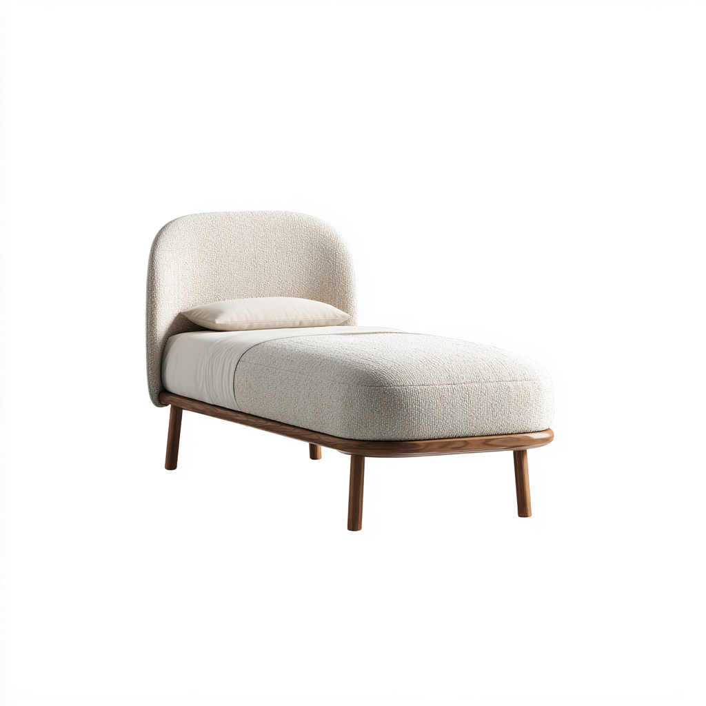 Lit simple tissu 200x90x95 cm - beige - pour chambre - design contemporain-Romoridecor