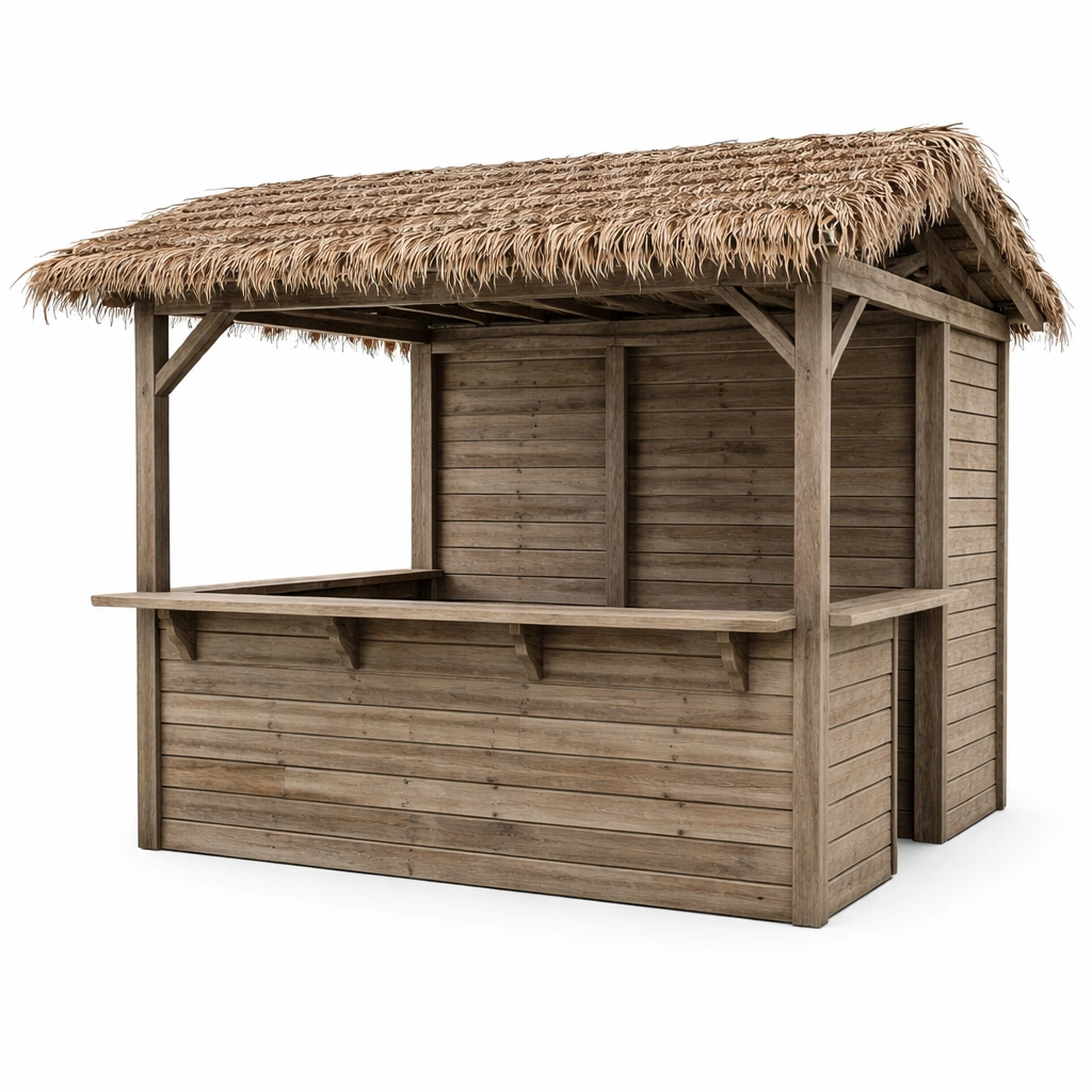 Barpavillon holz mit strohdach braun 240x120x250 cm-nestverona