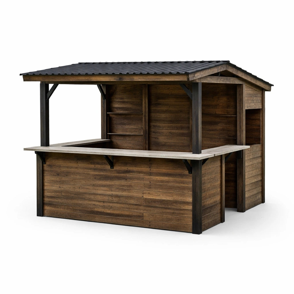 Barpavillon holz mit tresen wellblechdach 300x200x250cm-nestverona
