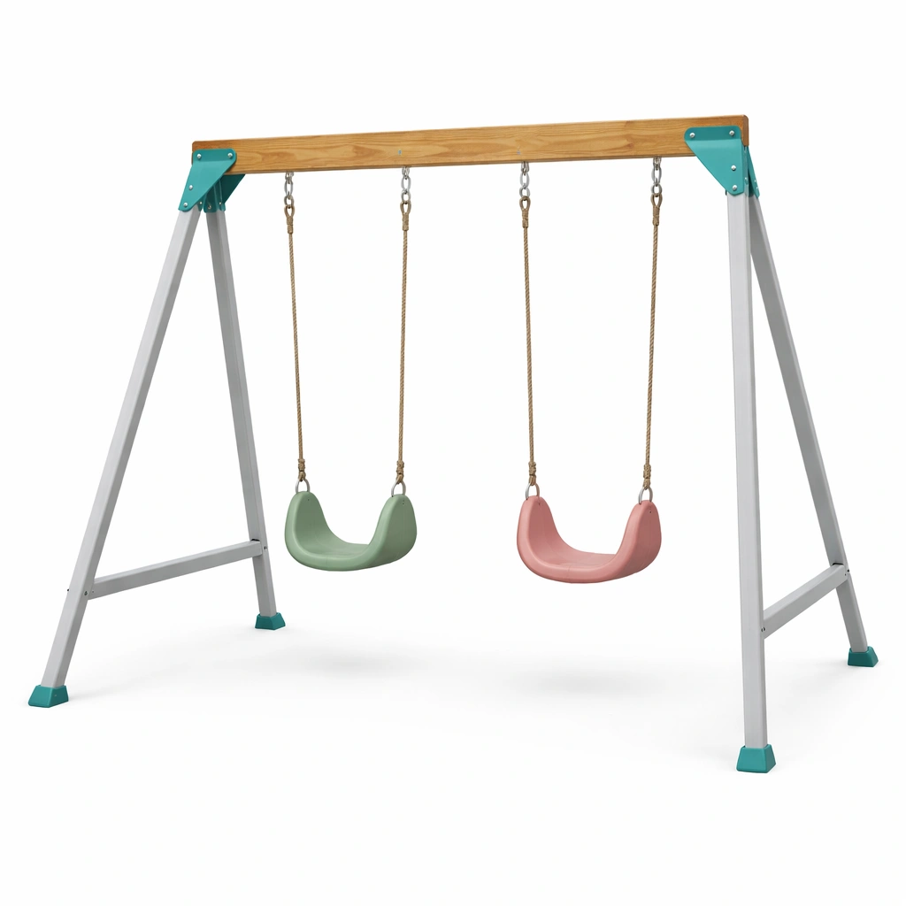 Schaukelgestell metall holz grün rosa-nestverona