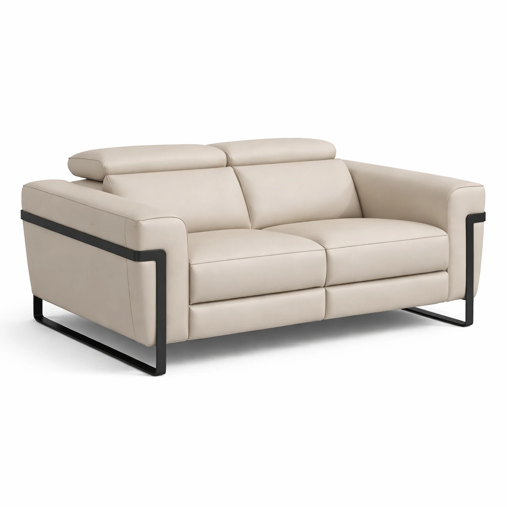 Sofa leder beige metallrahmen-nestverona