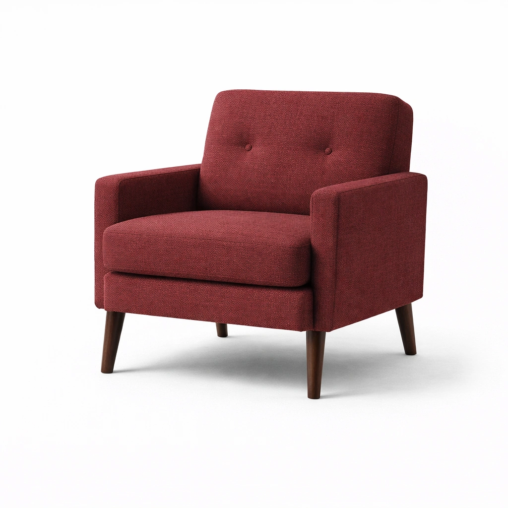 Sessel stoff polyester rot holzbeine-nestverona