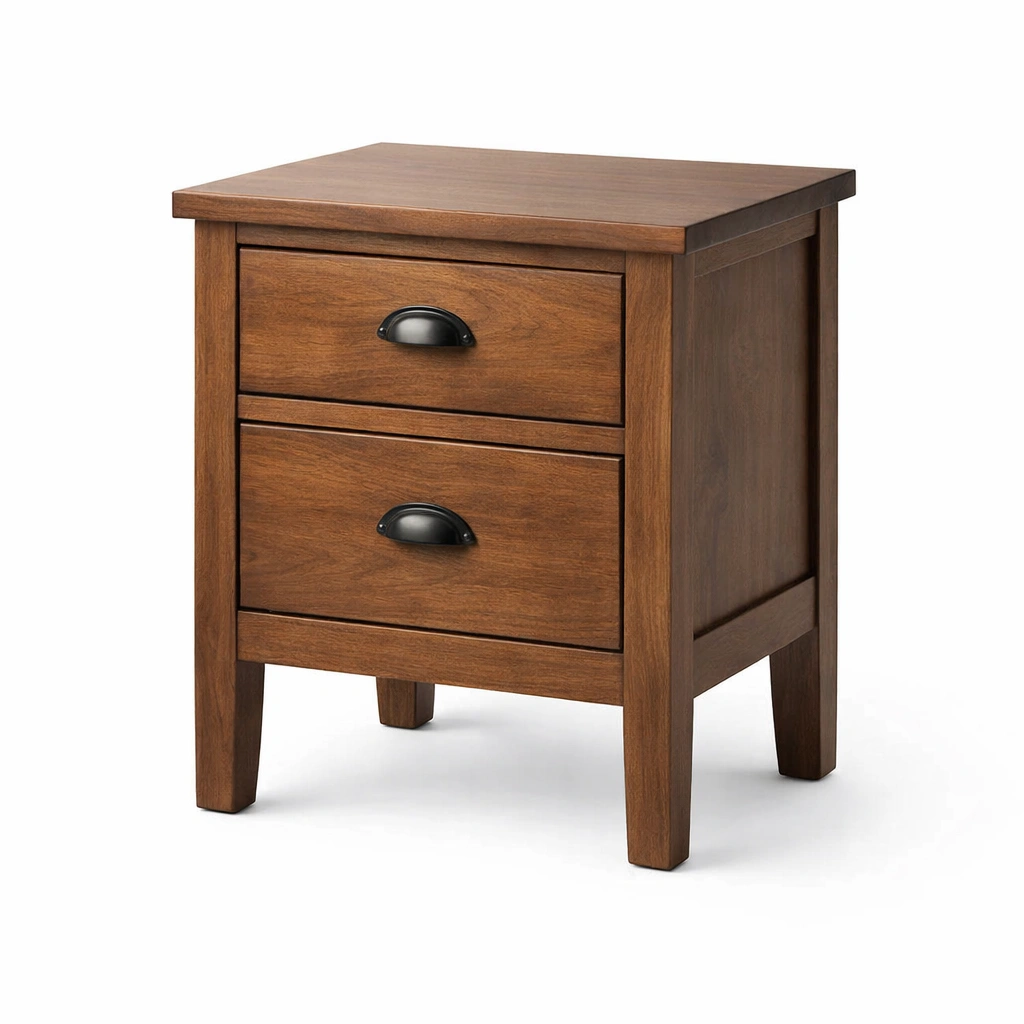 Nachttisch massivholz nussbaumholz 2 schubladen 50x40x60 cm-nestverona