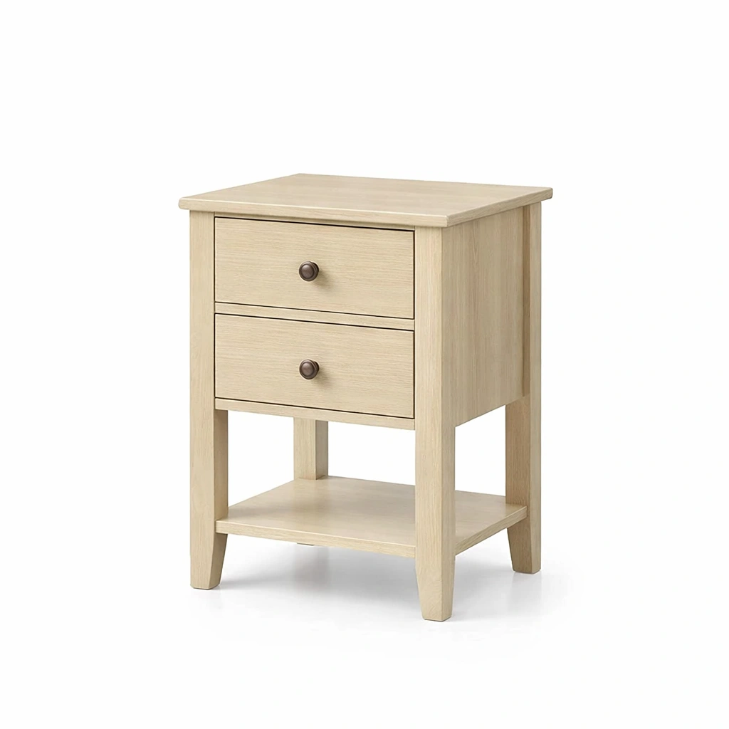 Nachttisch holz beige 2 schubladen 48x35x60cm-nestverona