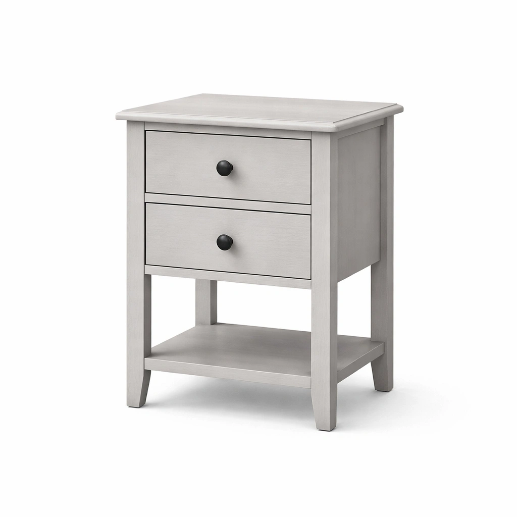 Nachttisch massivholz hellgrau 2 schubladen-nestverona