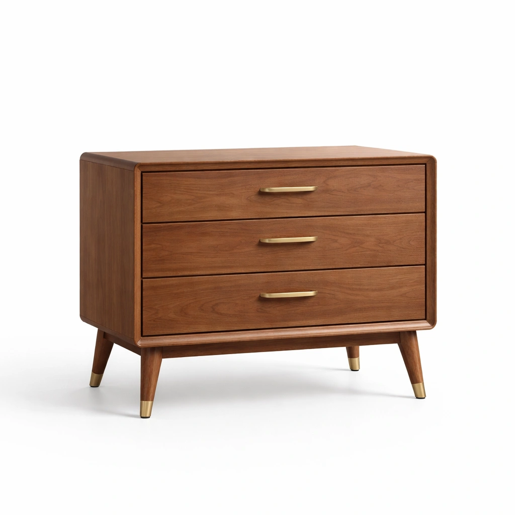 Kommode kirschholz metall braun 3 schubladen 80x40x75cm-nestverona