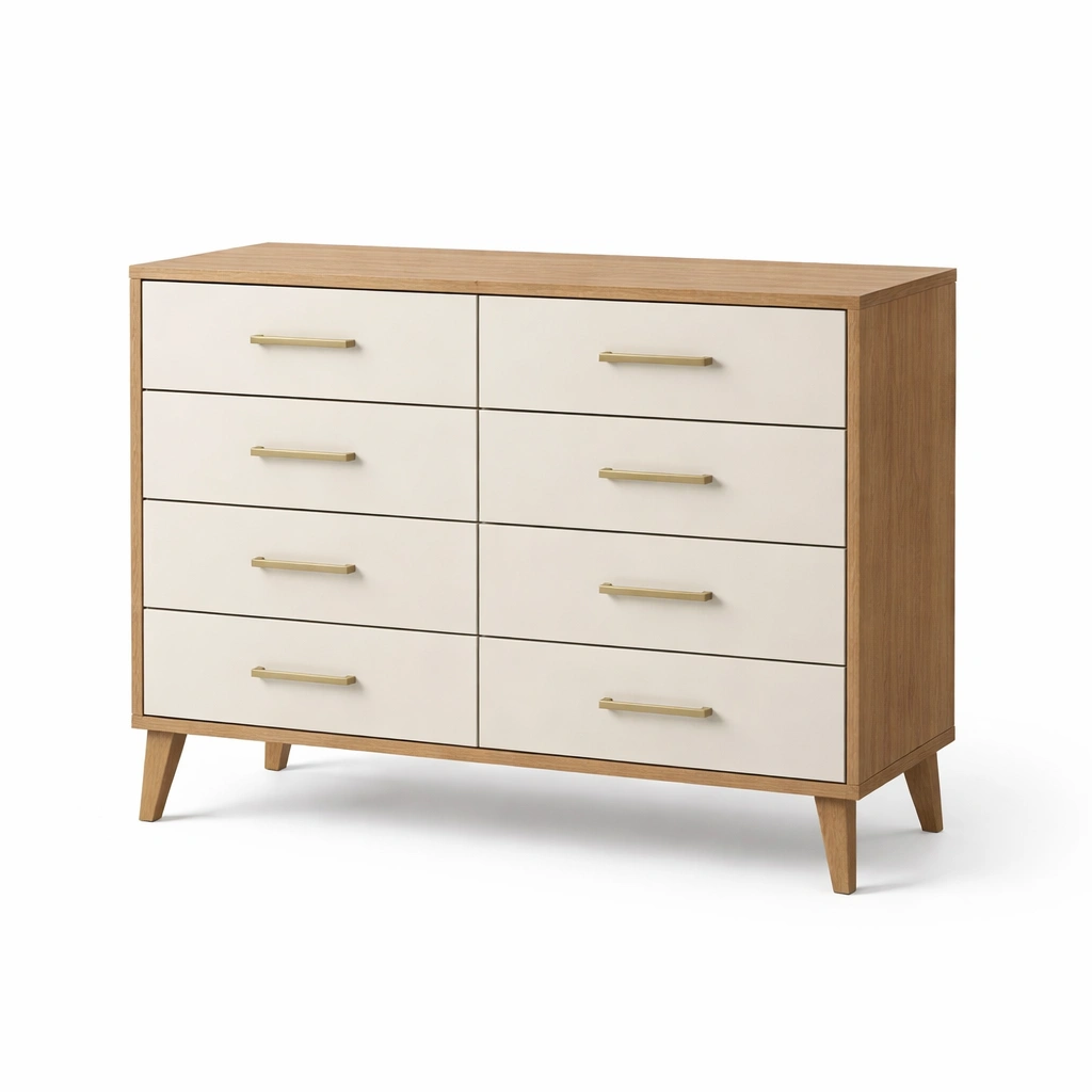 Kommode holzfurnier weiß 8 schubladen 120x40x85 cm-nestverona