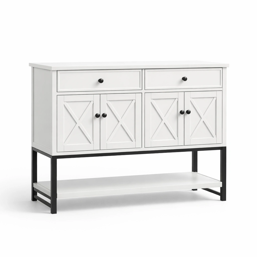 Sideboard holzoptik weiß metallgestell 120x40x85 cm-nestverona