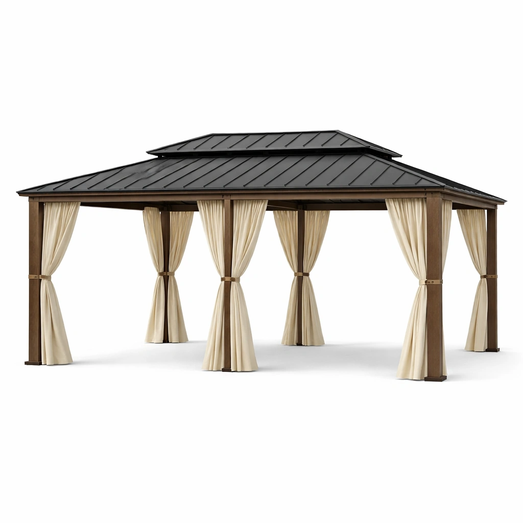 Pavillon aluminium polycarbonat dach polyester vorhänge-nestverona