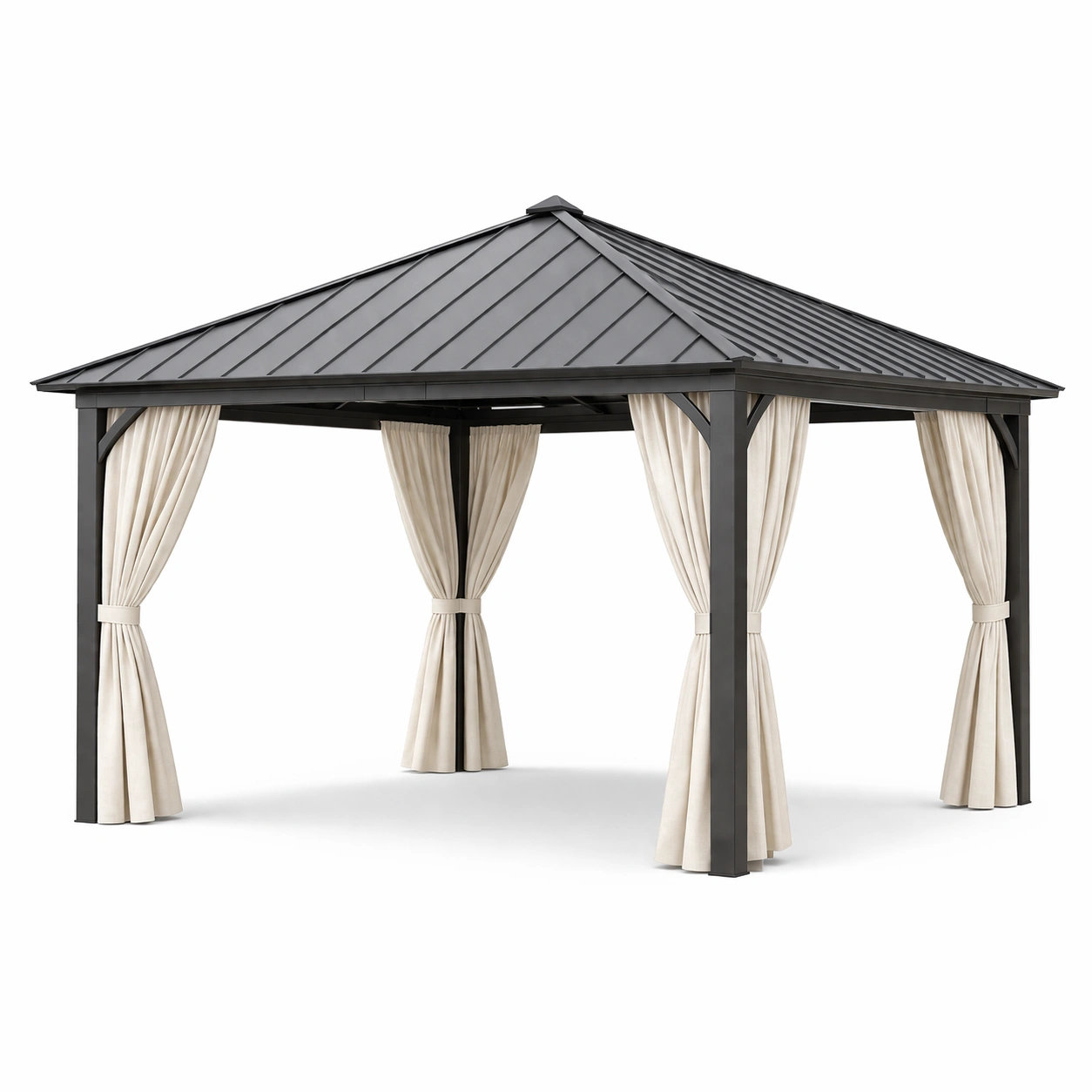Pavillon aluminiumrahmen polyestervorhänge grau beige-nestverona