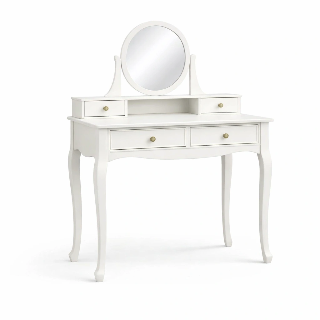 Schminktisch holz weiß mit spiegel und schubladen-nestverona