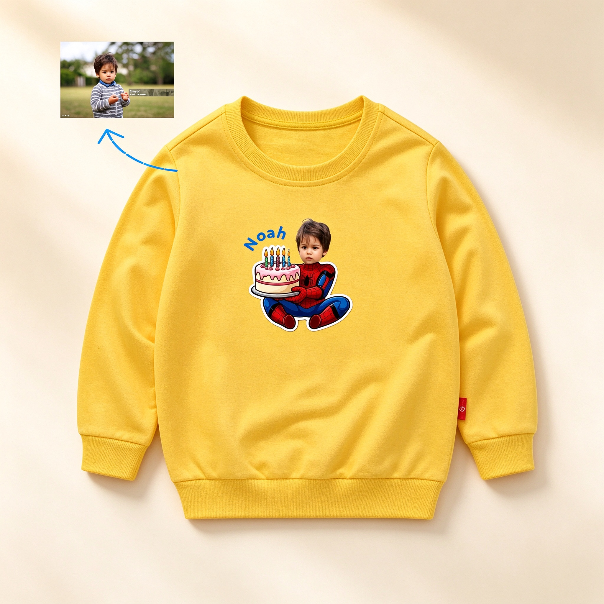 Personalized Spiderman Birthday Shirt, Custom Face Superhero Kids Birthday Outfit