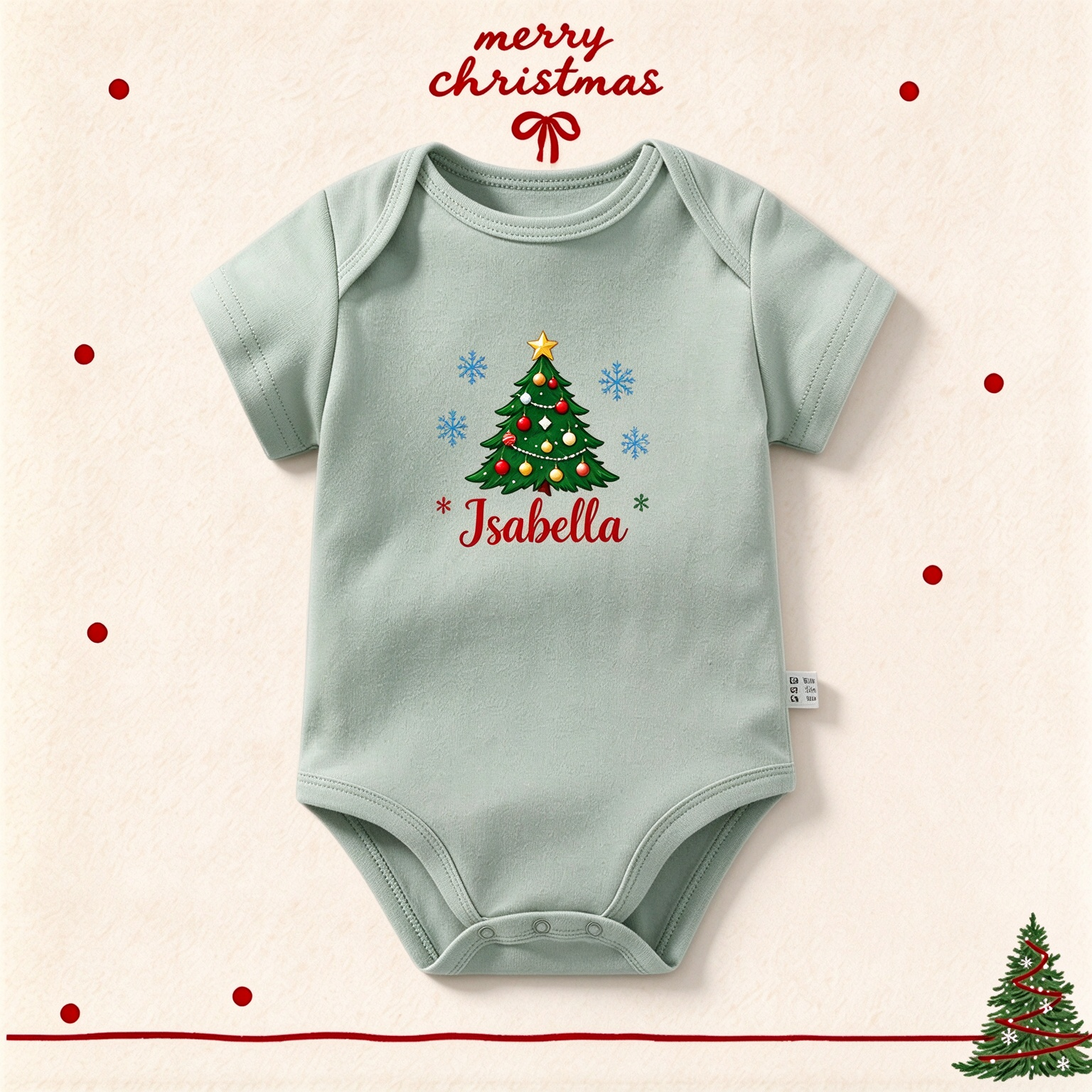 Custom Name Christmas Baby Onesie, Personalized Xmas Newborn Bodysuit