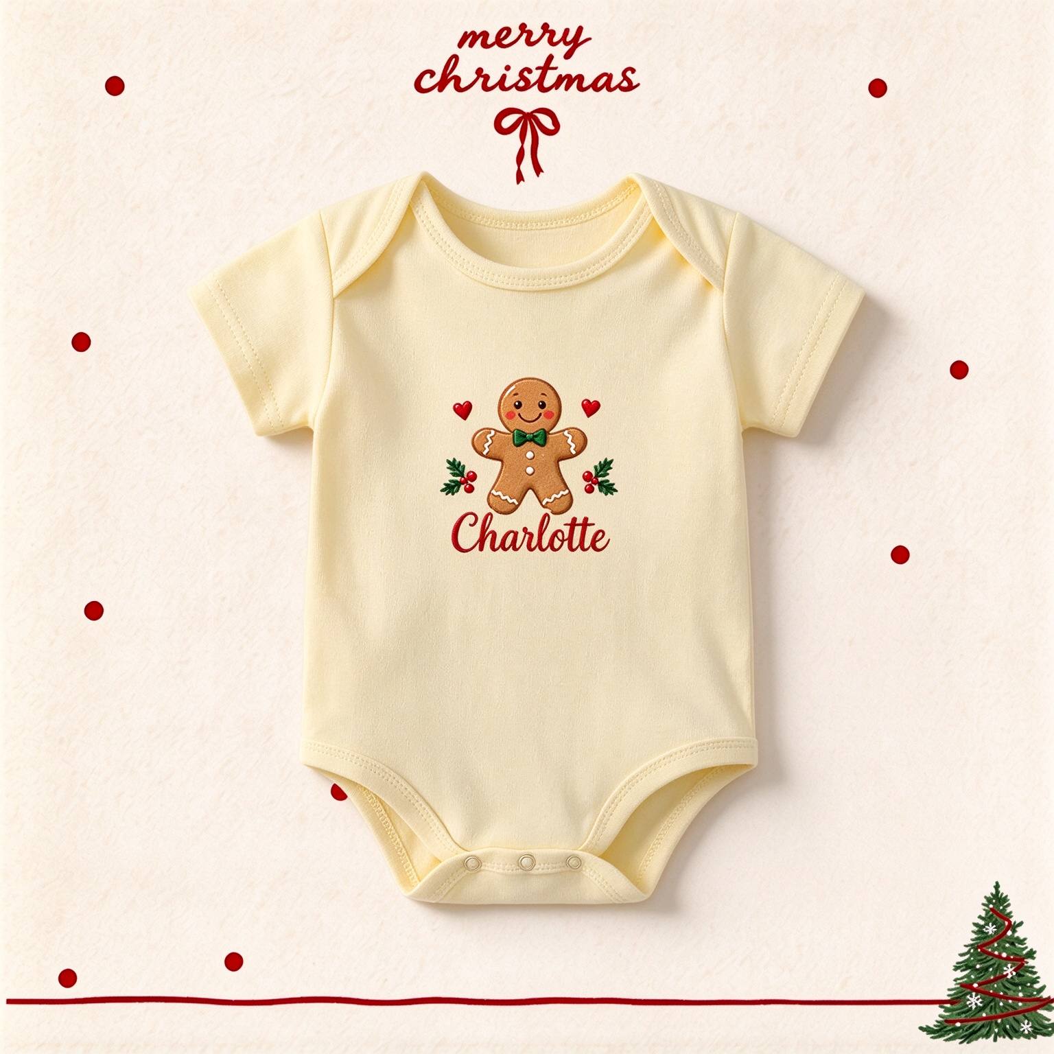 Custom Name Christmas Baby Onesie, Personalized Xmas Newborn Bodysuit