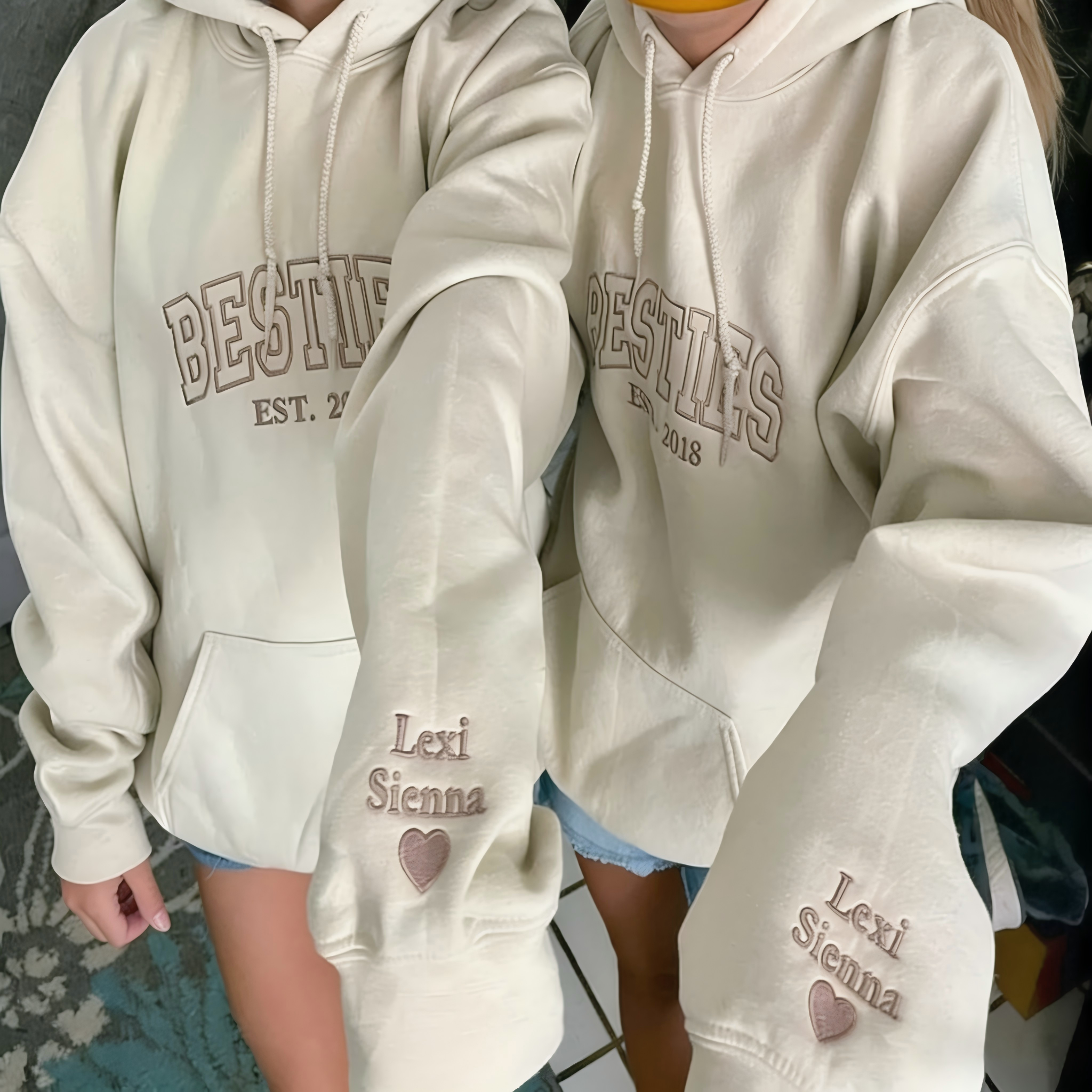 Custom Besties Embroidered Hoodie